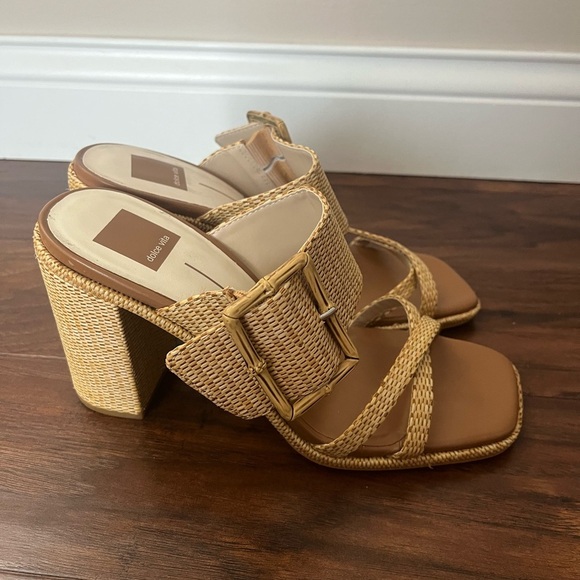 Dolce Vita Onnie Raffia Bamboo Square Toe Heel/Sandal-Size 9.5 - Picture 3 of 10